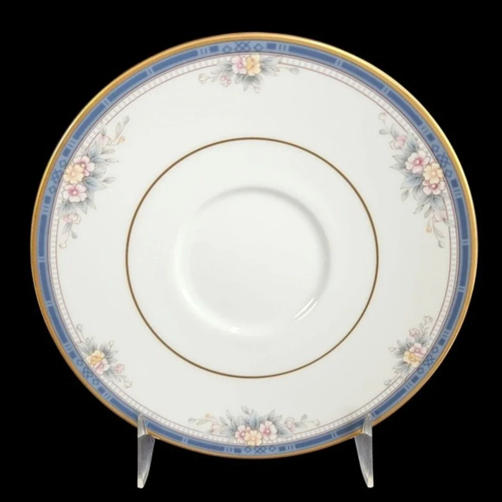 Noritake Ontario Saucers Set of 6 Blue Band Pink‎ Flowers 3763 Replacement